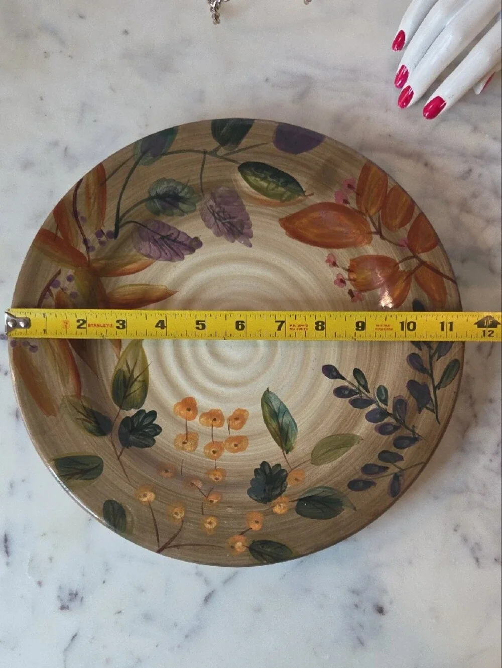 Home Trend Shadow Wood Hand Painted Dinner Plate 11.5